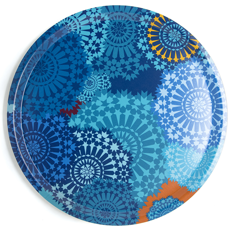 Round Tray Mosaic Blue 38 cm